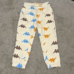 Kappa Size 6 Youth Sneek Man Multicolor Logo Joggers Sweatpants Beige Streetwear